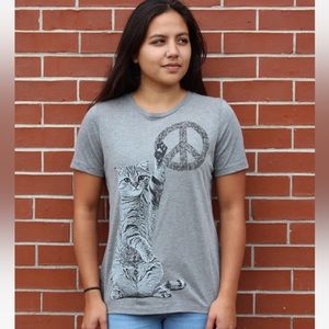 Paw Addict Peace Cat Tee